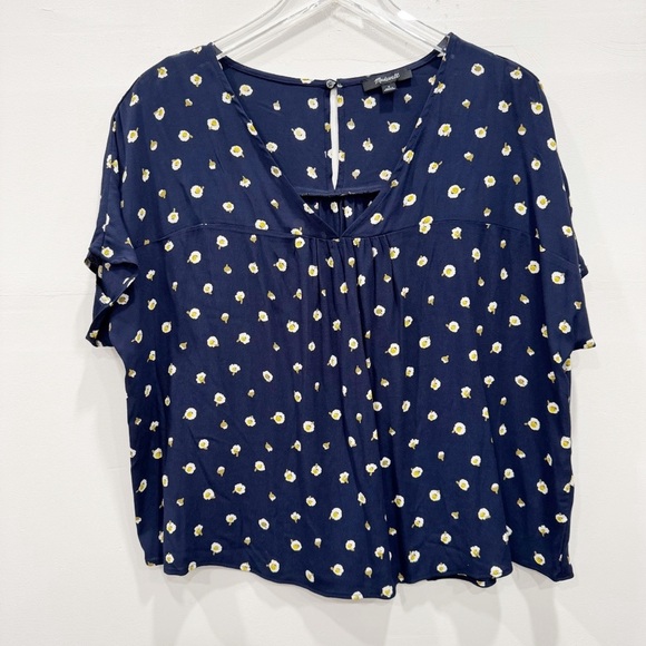 Madewell Rhyme Top in Daisy Dots Swingy V-Neck Relaxed Fit Small - Picture 3 of 9